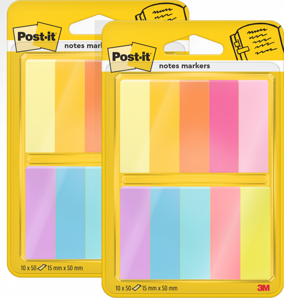 2x Zakładki samoprzylepne Post-it, indeksujące, 12.7x44.4mm, mix kolorów neonowych