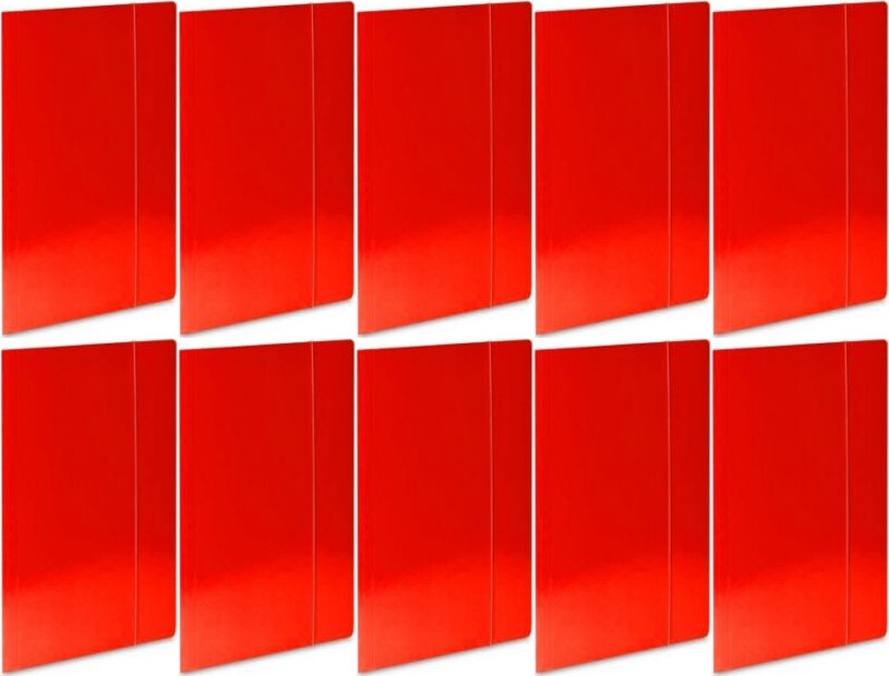 10x Teczka kartonowa z gumką lakierowana Barbara, A4, 3mm, czerwony