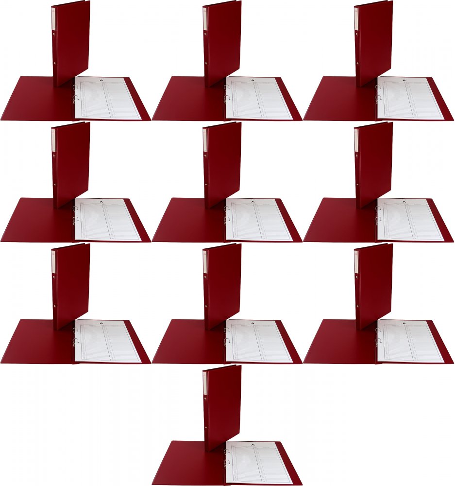 10x Teczka Biurfol, do akt osobowych, A4, 20mm, 2 ringi, bordowy