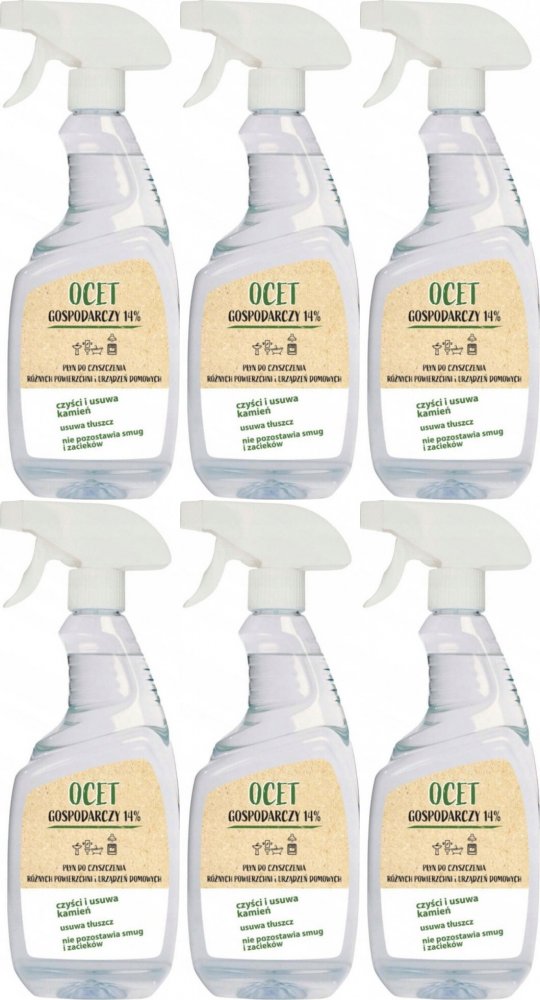 6x Ocet gospodarczy 14%/płyn do czyszczenia różnych powierzchni Gold Drop, 750ml
