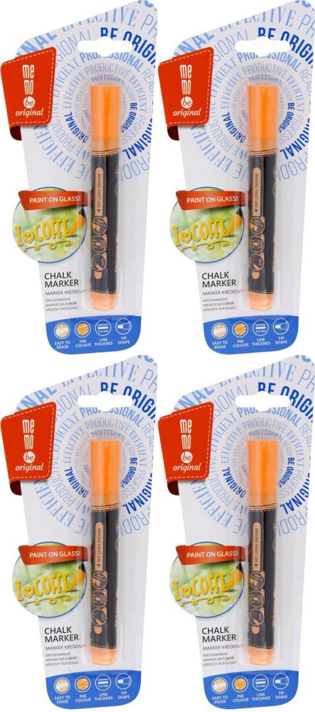 4x Marker kredowy MemoBe, okrągła, 2-3mm, pomarańczowy neonowy