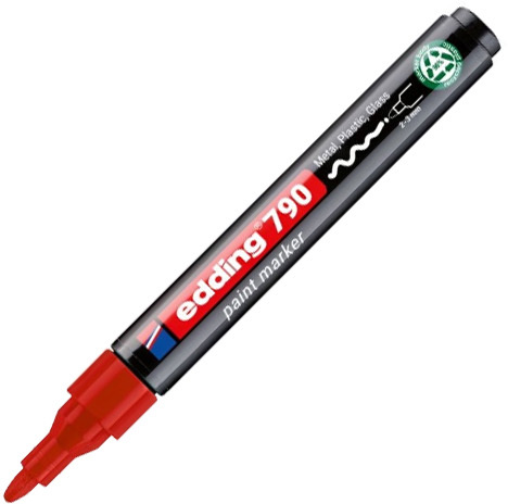 Marker olejowy edding e-790 PCR,okrągła, 2-3 mm, czerwony