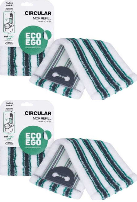 2x Mop płaski Eco Ego Circular, z mikrofibry, zapas