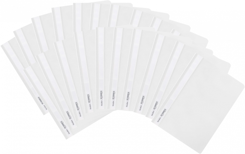 20x Skoroszyt plastikowy bez oczek Biurfol, miękki, A4, biały