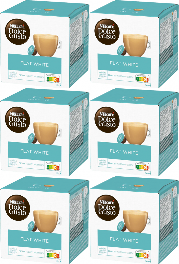 6x Kapsułki do ekspresu Nescafe Dolce Gusto Flat White, 16 sztuk