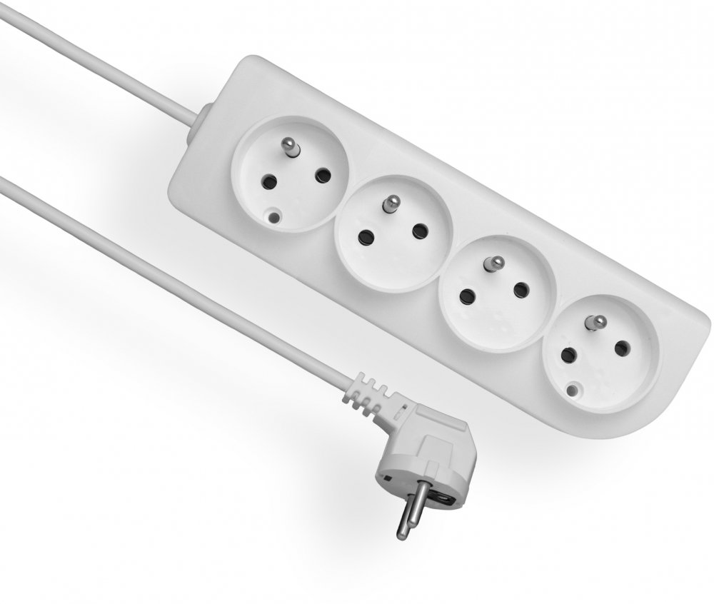 Przedłużacz Elgotech z otworami montażowymi, 1.5m, 4 gniazda, biały