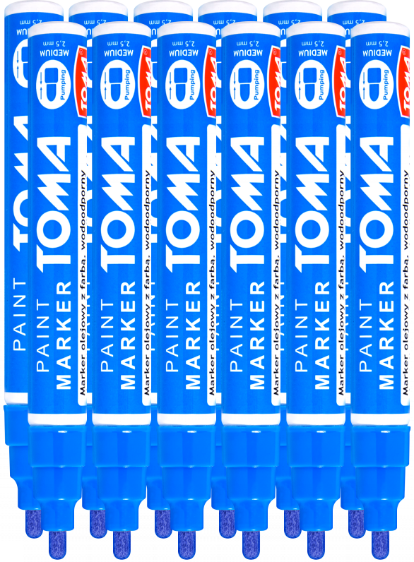 12x Marker olejowy Toma TO-440, okragła, 2.5 mm, niebieski