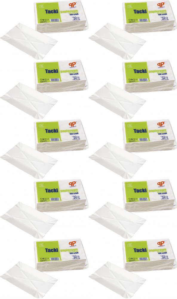 10x Tacki jednorazowe PP Professional, 13x20cm, papier, 100 sztuk, biały