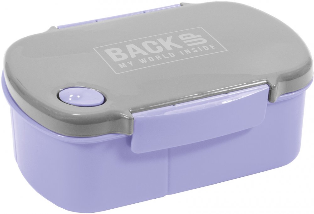 Lunchbox BackUP 7, bez BPA, 3 komory, 17x11x7cm, fioletowo-szary