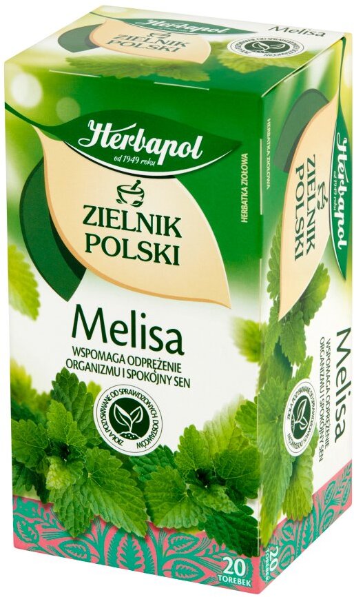 Herbata ziołowa w torebkach Herbapol Zielnik Polski, melisa, 20 sztuk x 2g
