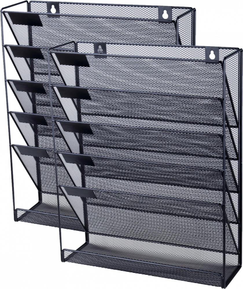 2x Pojemnik na dokumenty Viking Office Set, 5 kieszeni, A4, druciany, czarny