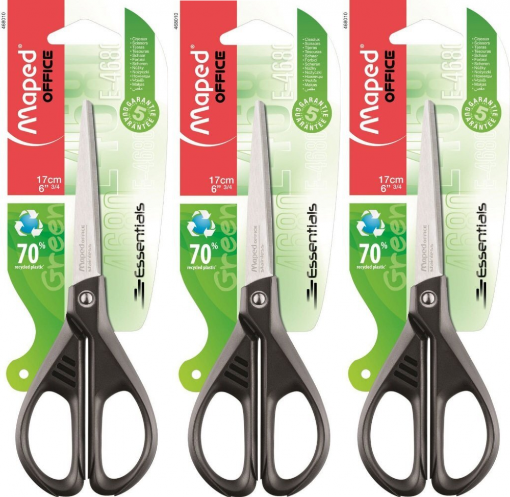 3x nożyczki ekologiczne Maped Essentials Green 21cm
