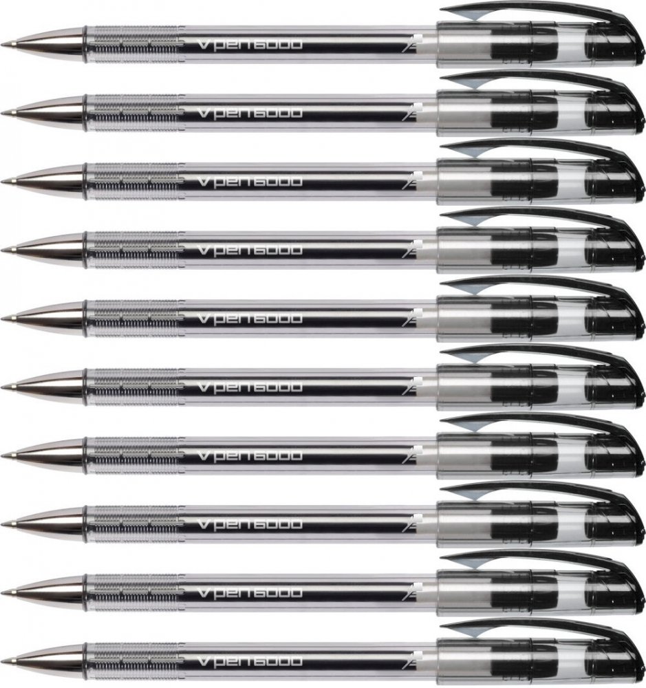 10x Długopis Rystor, V-Pen 6000, 0.7mm czarny