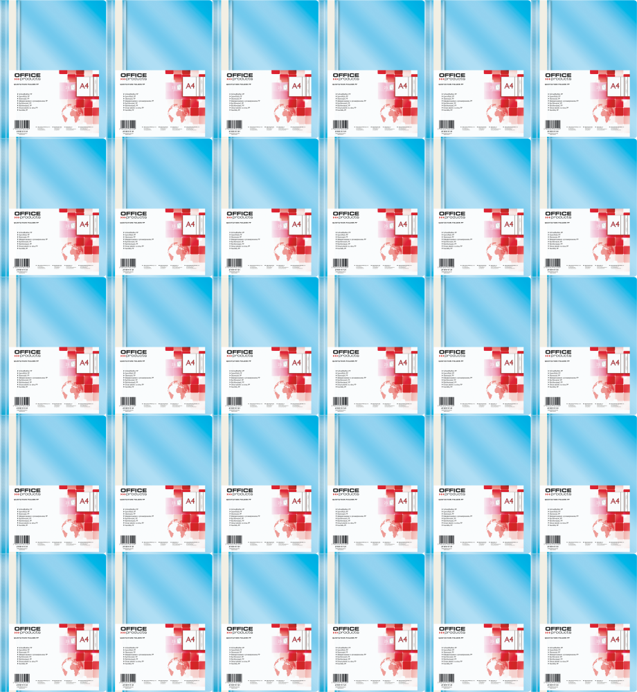 75x Skoroszyt plastikowy bez oczek Office Products, A4, do 200 kartek, jasnoniebieski
