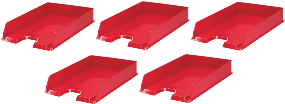 5x półka na dokumenty Esselte Europost Vivida, A4, plastikowa, czerwony