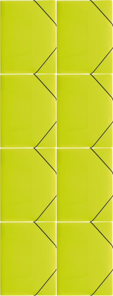 8x Teczka plastikowa z gumką Pagna, A4, 3 skrzydłowa, zielony pastelowy