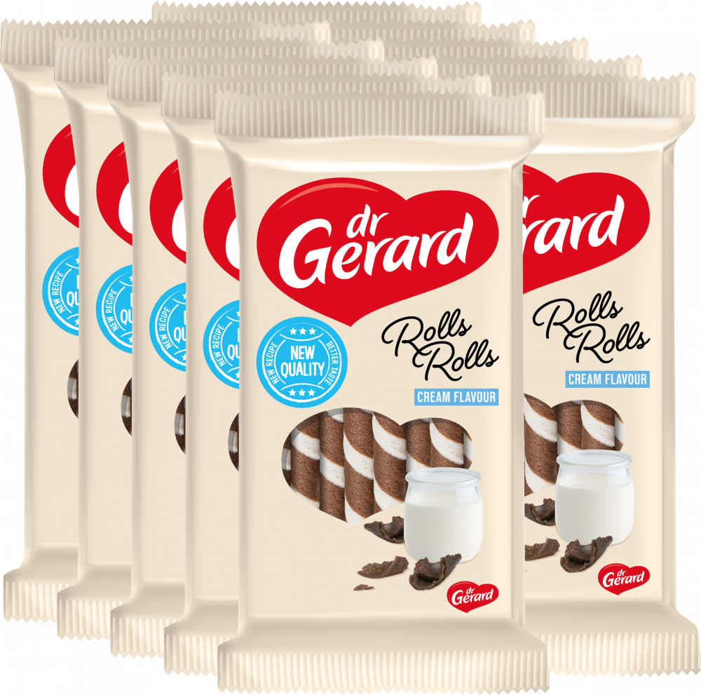 10x Rurki waflowe Dr Gerard Rolls Rolls Cream Zebra, 144g