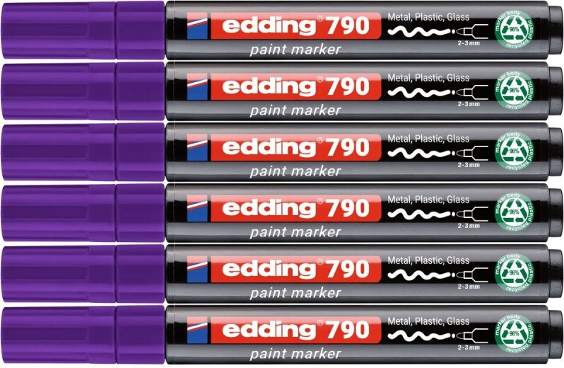 6x Marker olejowy edding e-790 PCR, okrągła, 2-3 mm, fioletowy