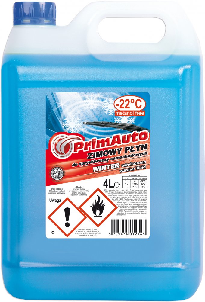 Płyn do spryskiwaczy PrimAuto, zimowy, 4l
