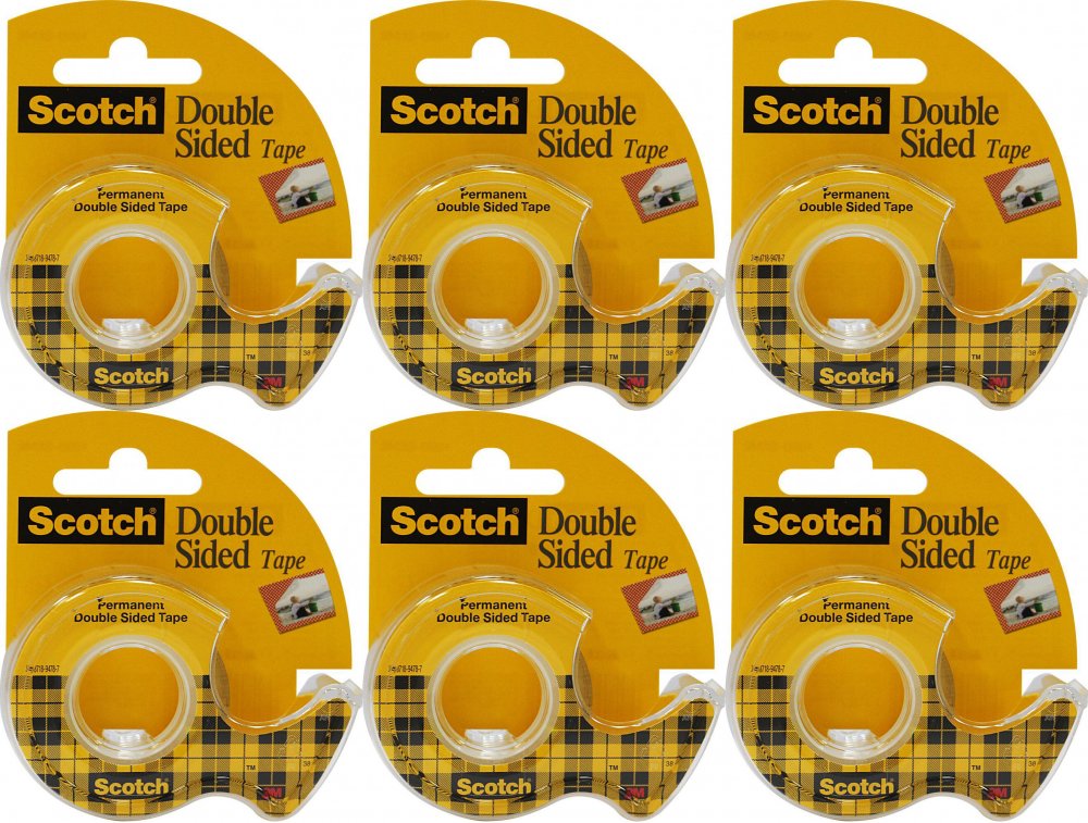 6x Taśma dwustronna Scotch 136D, z podajnikiem, 12mmx6.3m, przezroczysty