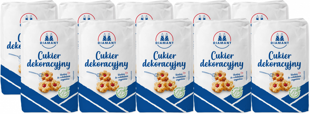 10x Cukier dekoracyjny Diamant Gruba Rafinada, sypki, 1kg