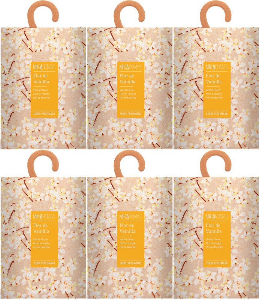 6x Saszetka zapachowa do szafy Mikaromas, kwiat wanilii, 100ml