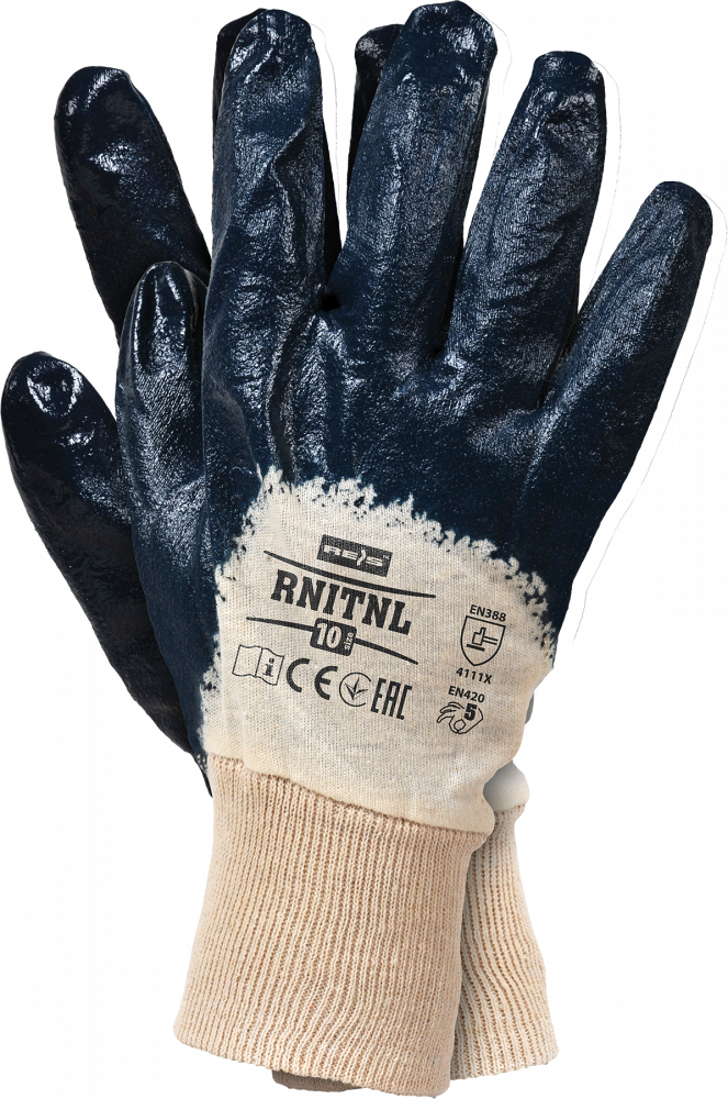 Rękawice robocze RNITNL BEG Reis, powlekane, rozmiar 10, beżowo-granatowy
