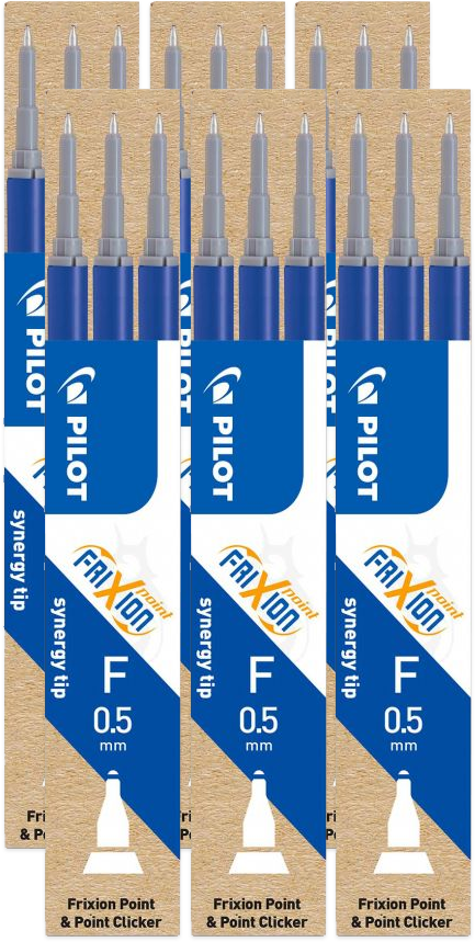 6x Wkład do cienkopisu wymazywalnego Pilot Frixion Point, 0.5 mm, 3 sztuki, niebieski