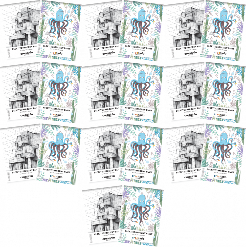 20x Blok techniczny TOP 2000 Creatino, A4, 10 kartek, biały