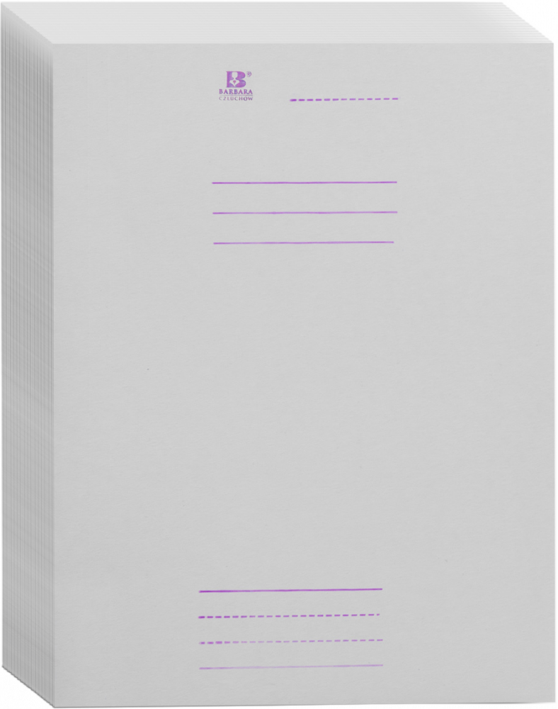 50x skoroszyt kartonowy z listwą Barbara, bez oczek, A4, do 150 kartek, 280 g/m2, biały