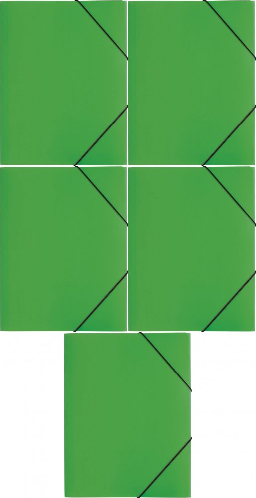 5x Teczka plastikowa z gumką Pagna, A4, 3 skrzydłowa, zielony