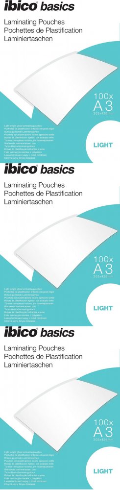 3x Folia do laminowania Ibico, 303x426mm, A3, 2x75 μm, 100 arkuszy