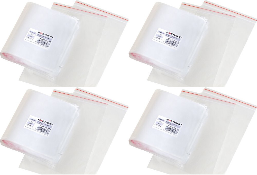 4x Woreczki strunowe Emerson, 350x450mm, 100 sztuk, bezbarwny