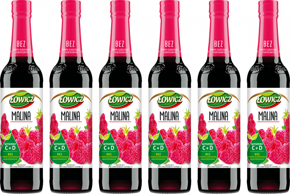 6x Syrop Łowicz, malinowy, 400ml