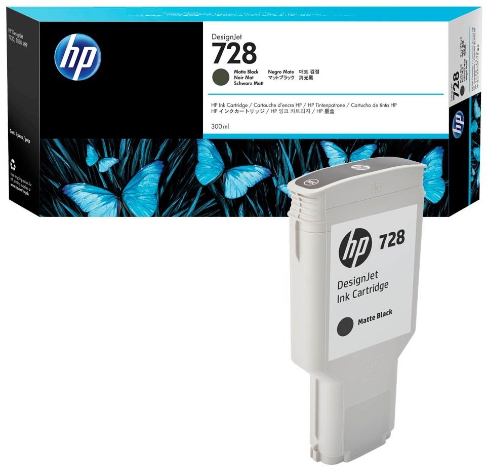 Tusz HP 728 (F9J68A), 300ml, matte black (czarny matowy)
