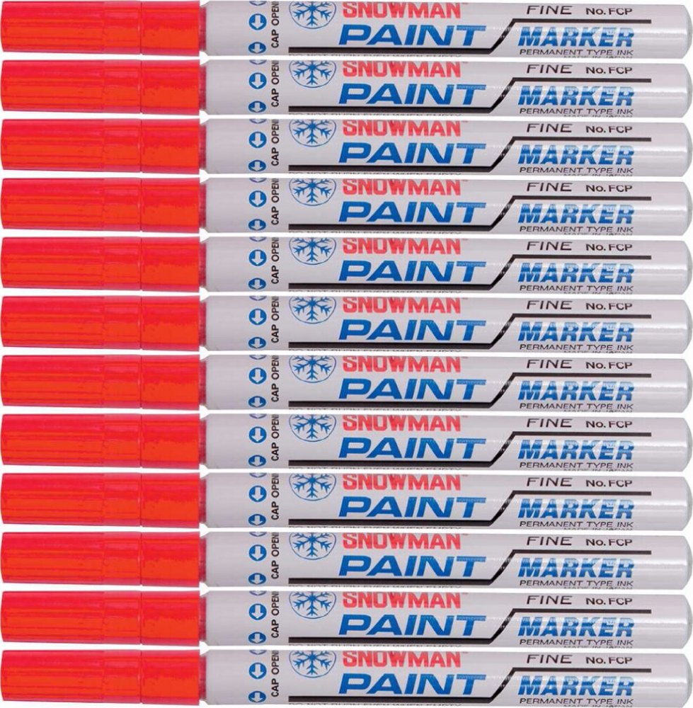 12x Marker olejowy Snowman, średni, okrągła, czerwony