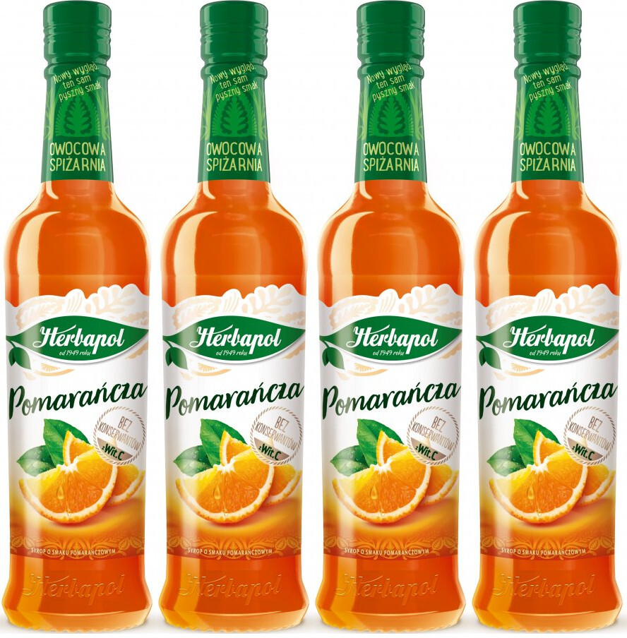 4x Syrop Herbapol Owocowa Spiżarnia, pomarańcza, 420ml