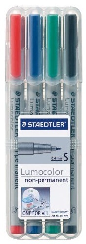 Foliopis suchościeralny Staedtler Lumocolor, okrągła, S, 4 sztuki, mix kolorów