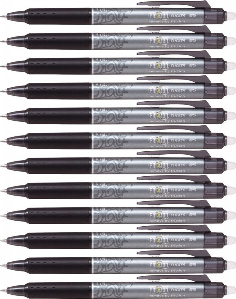 12x Pióro kulkowe wymazywalne Pilot Frixion Clicker, 0.5mm, czarny