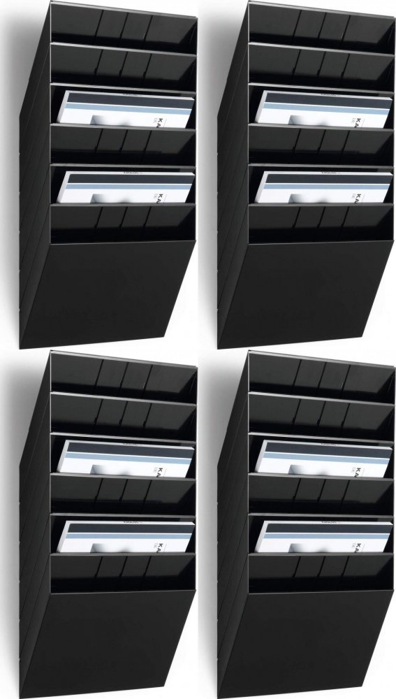 4x Pojemnik na dokumenty Durable Flexiboxx, poziomy, A4, zestaw 6 sztuk, czarny