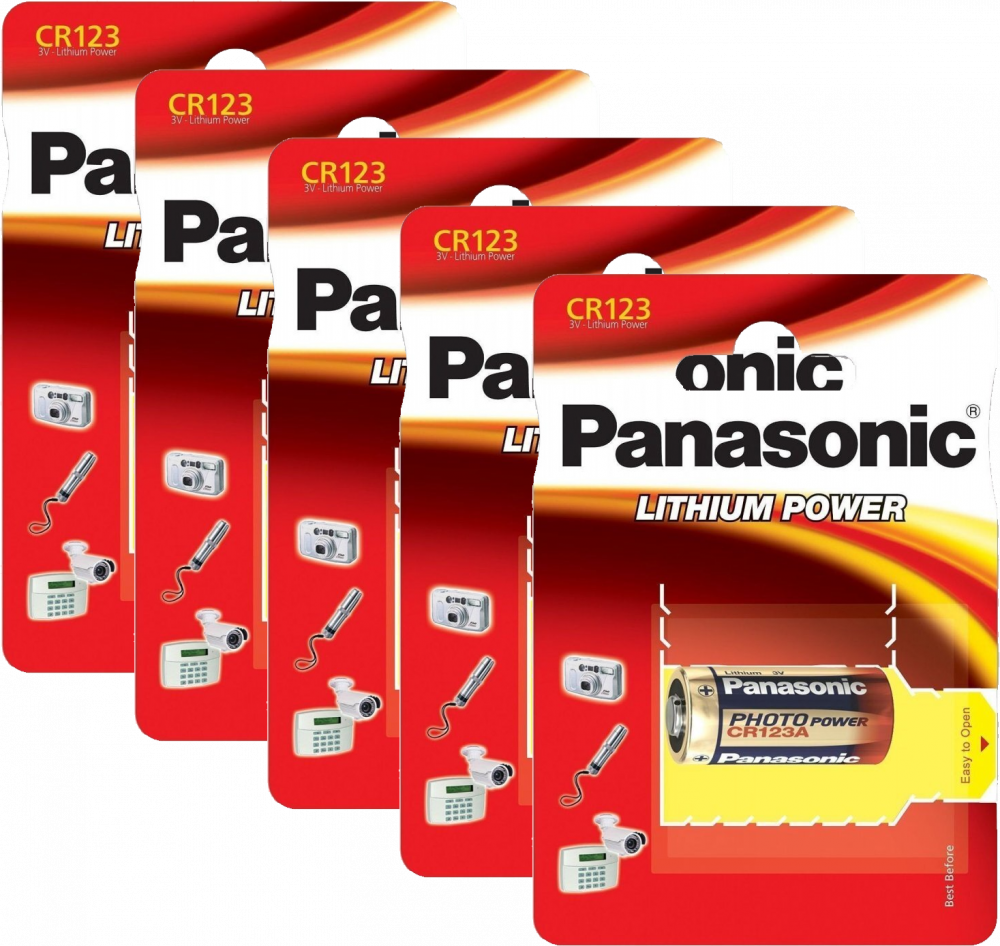 5x Bateria litowa Panasonic Lithium Power, 3V, CR123A, 1 sztuka