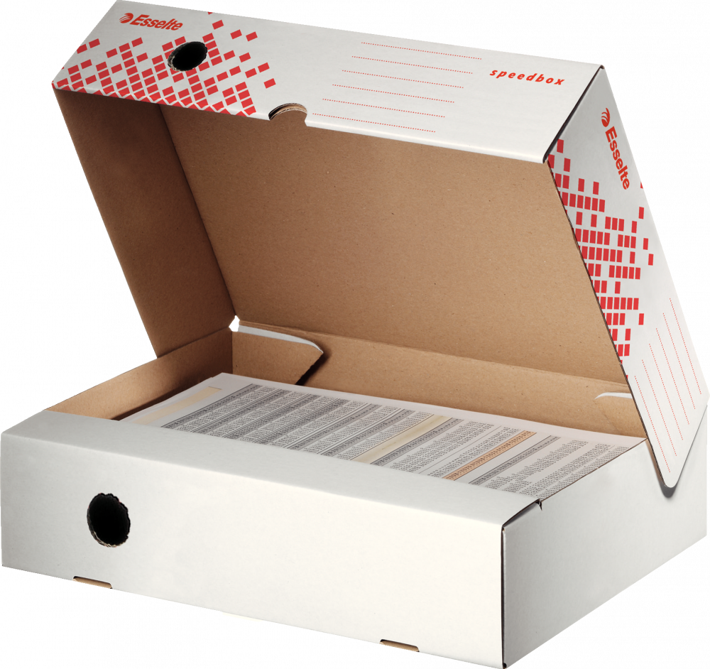 Pudło archiwizacyjne Esselte Speedbox do dokumentów, otwierane z góry, 80mm, biały