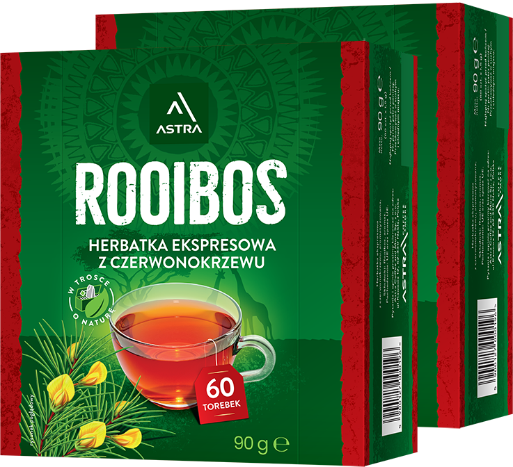 2x Herbata Rooibos w torebkach Astra, 60 sztuk x 1.5g