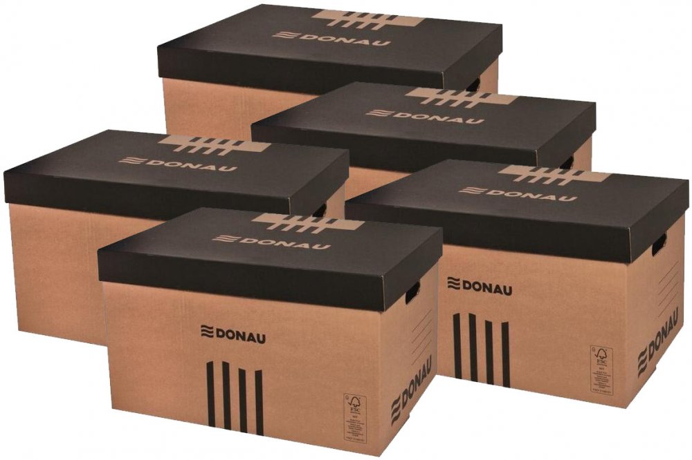 5x Pudło archiwizacyjne zbiorcze Donau, 545mm, do 6 pudeł 80mm, otwierane od góry, brązowy