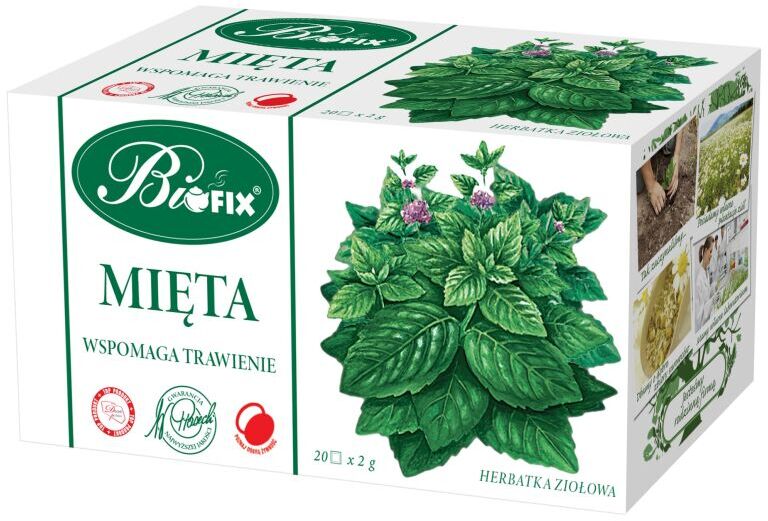 Herbata ziołowa w torebkach Bifix, mięta, 20 sztuk x 2g