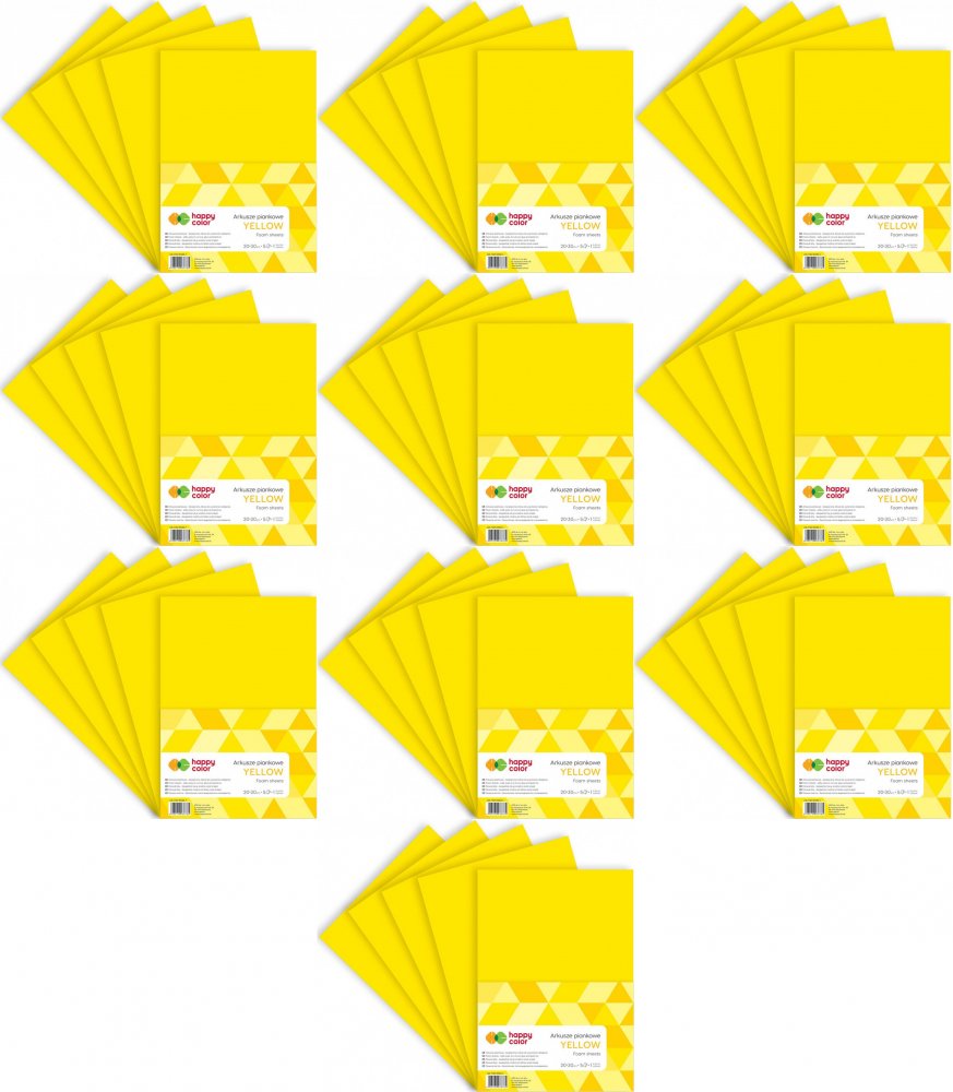 10x Arkusze piankowe Happy Color, A4, 5 arkuszy, żółty