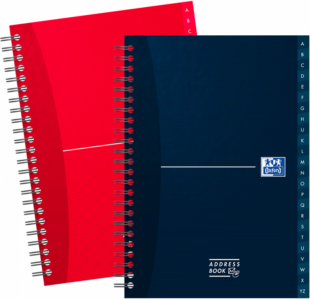 2x Skorowidz teleadresowy Oxford Essentials, A5, 72 kartki, mix kolorów