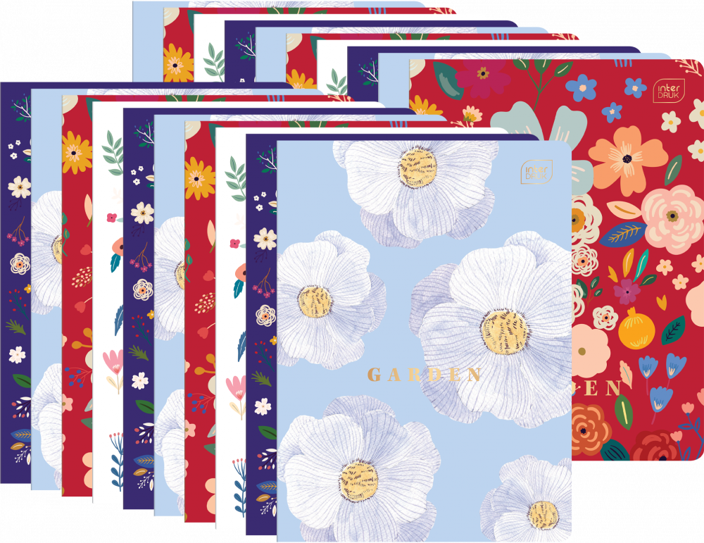 20x Zeszyt w kratkę Interdruk garden, A5, 96 kartek, mix wzorów