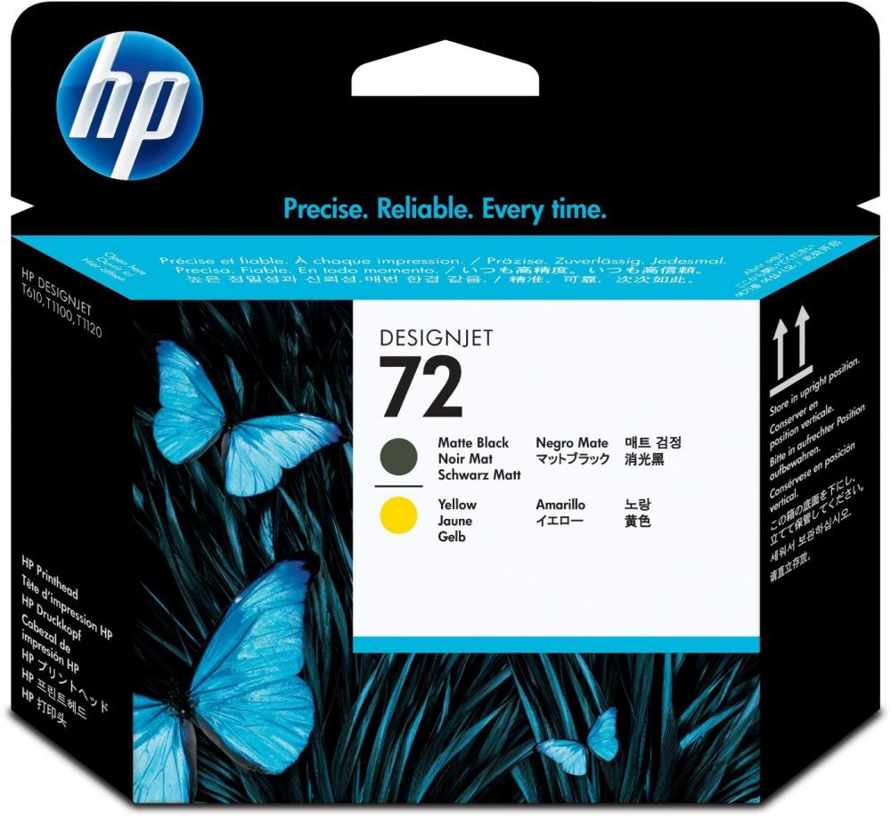 Głowica HP C9384A nr 72, matte black (czarny matowy)/yellow (żółty)