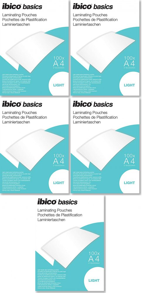 5x Folia do laminowania Ibico, 216x303mm, A4, 2x75 μm, 100 arkuszy
